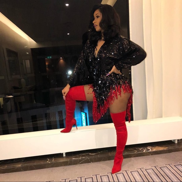 cardi b thigh boots